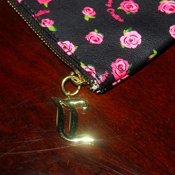 Juicy Couture Black with Pink Roses Cosmetic Case - Picture 3 of 5